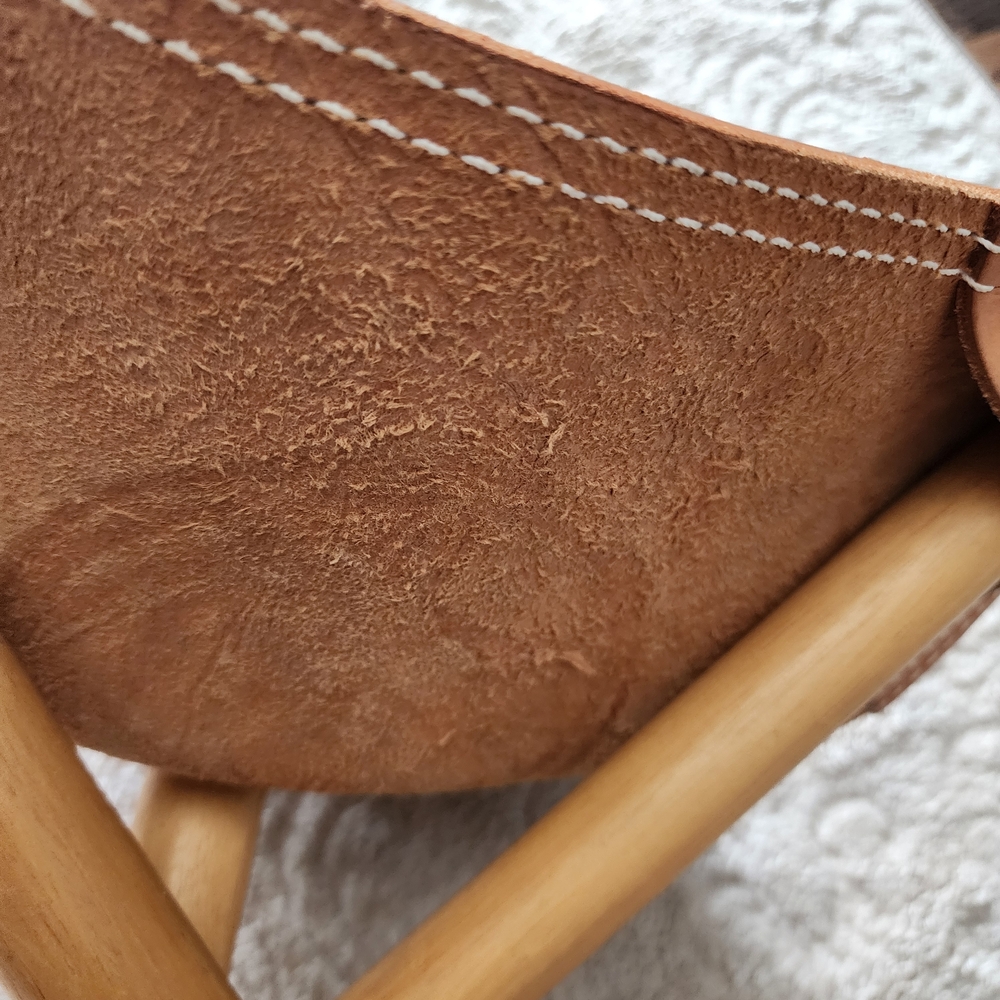 Vintage Leather Tripod Stool with Horse Design Hand Tooled - Picture 9 of 12